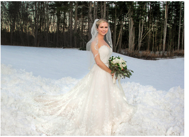 Winter bride in the snow - White Mountains Wedding Photography