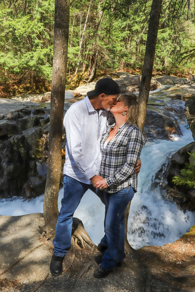 Denoncour Engagement - waterfall and trees